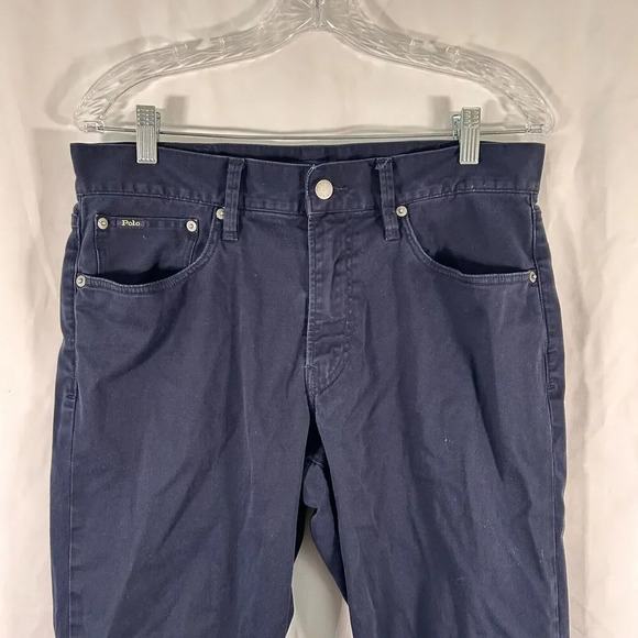 Polo Ralph Lauren Pants Men's 32x32 Blue Chino Pockets Button Zip Cotton Blend - Picture 2 of 13
